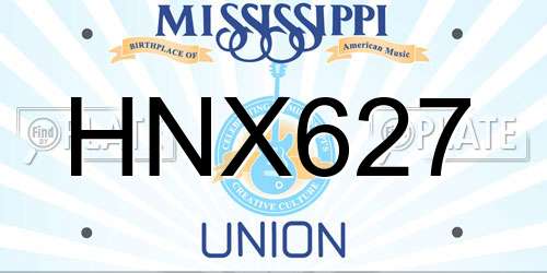 HNX627 Mississippi License Plate