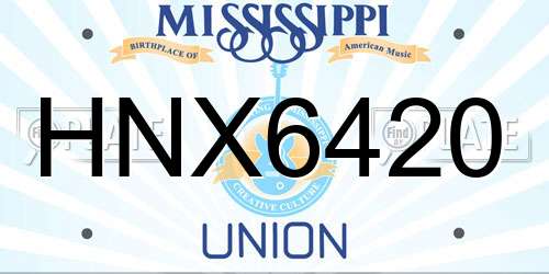 HNX6420 Mississippi License Plate