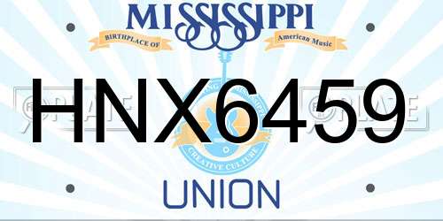 HNX6459 Mississippi License Plate