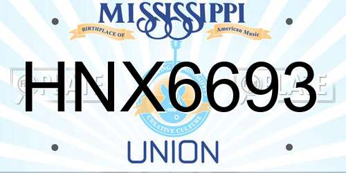 HNX6693 Mississippi License Plate
