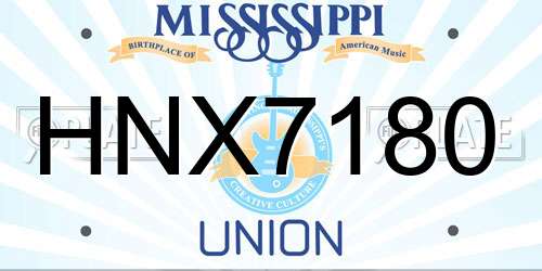 HNX7180 Mississippi License Plate