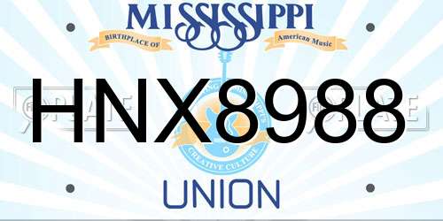 HNX8988 Mississippi License Plate