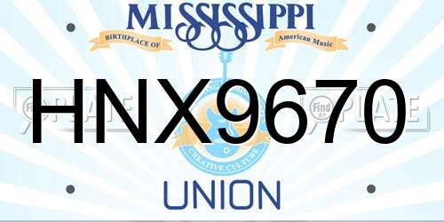HNX9670 Mississippi License Plate