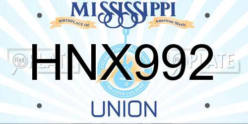 HNX992 Mississippi License Plate