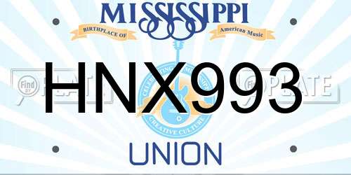 HNX993 Mississippi License Plate