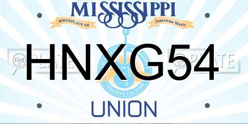 HNXG54 Mississippi License Plate