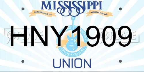 HNY1909 Mississippi License Plate