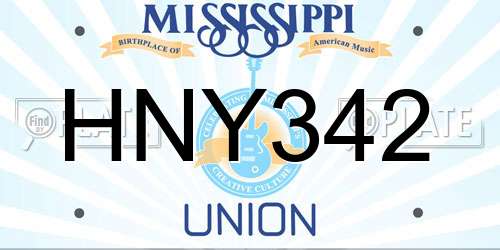 HNY342 Mississippi License Plate
