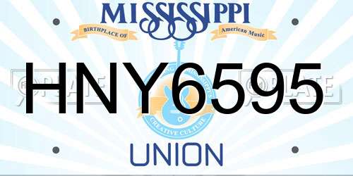 HNY6595 Mississippi License Plate