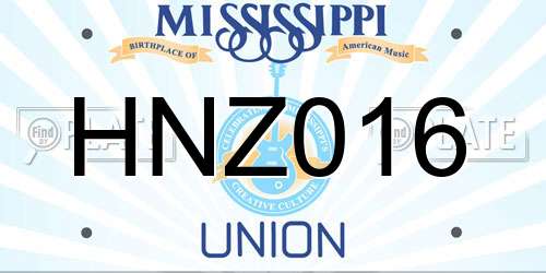 HNZ016 Mississippi License Plate