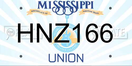 HNZ166 Mississippi License Plate