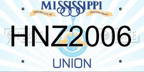 HNZ2006 Mississippi License Plate