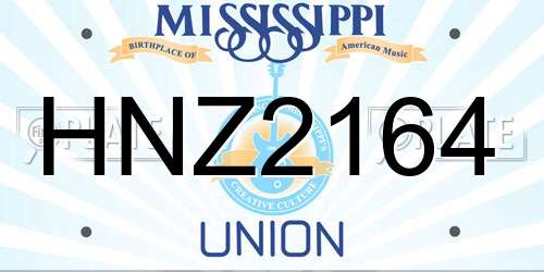HNZ2164 Mississippi License Plate