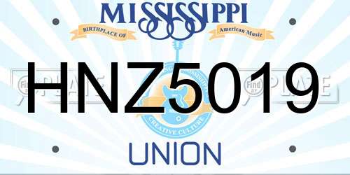 HNZ5019 Mississippi License Plate