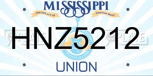 HNZ5212 Mississippi License Plate