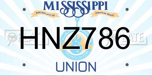 HNZ786 Mississippi License Plate
