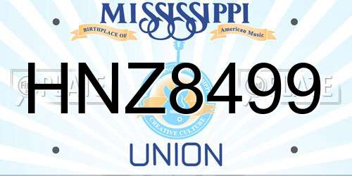 HNZ8499 Mississippi License Plate