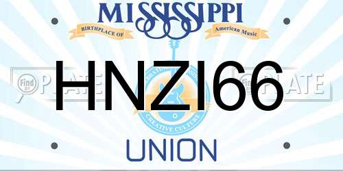 HNZI66 Mississippi License Plate