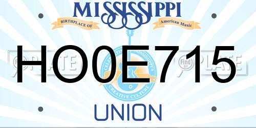 HO0E715 Mississippi License Plate