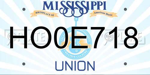 HO0E718 Mississippi License Plate