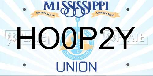 HO0P2Y Mississippi License Plate