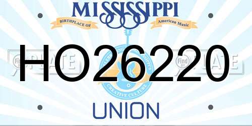HO26220 Mississippi License Plate