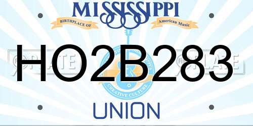 HO2B283 Mississippi License Plate