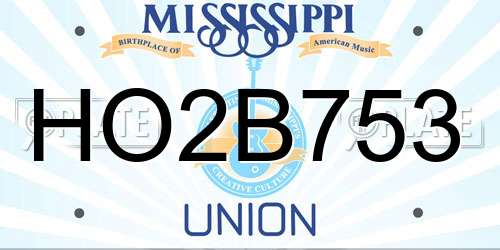 HO2B753 Mississippi License Plate