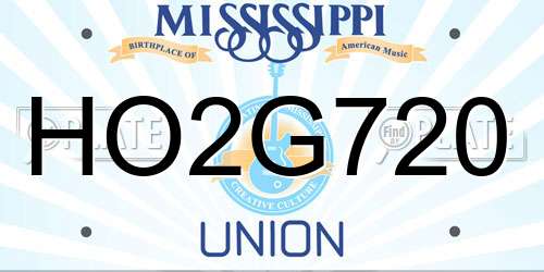HO2G720 Mississippi License Plate