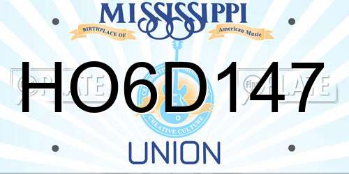 HO6D147 Mississippi License Plate