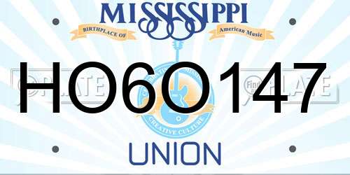 HO6O147 Mississippi License Plate