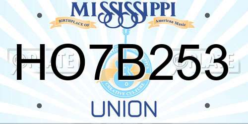 HO7B253 Mississippi License Plate