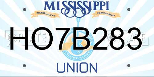 HO7B283 Mississippi License Plate