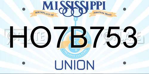 HO7B753 Mississippi License Plate