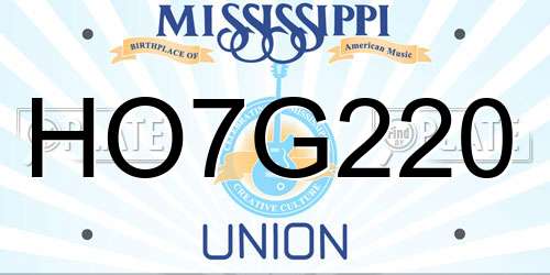 HO7G220 Mississippi License Plate