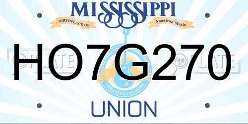 HO7G270 Mississippi License Plate