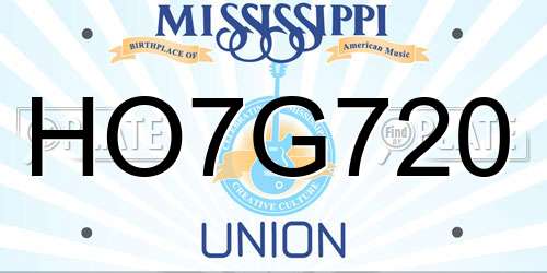 HO7G720 Mississippi License Plate