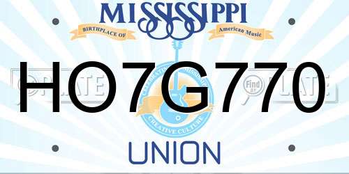 HO7G770 Mississippi License Plate