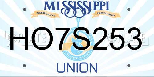 HO7S253 Mississippi License Plate