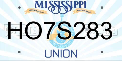 HO7S283 Mississippi License Plate