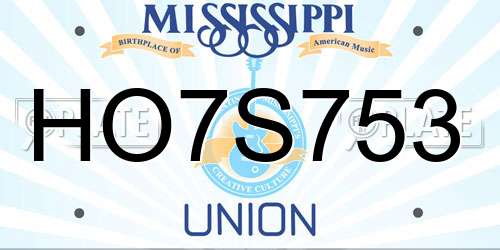 HO7S753 Mississippi License Plate