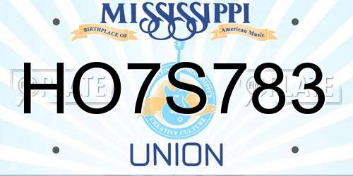 HO7S783 Mississippi License Plate