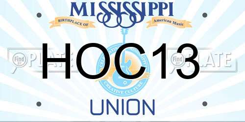 HOC13 Mississippi License Plate