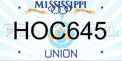 HOC645 Mississippi License Plate
