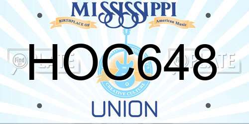 HOC648 Mississippi License Plate