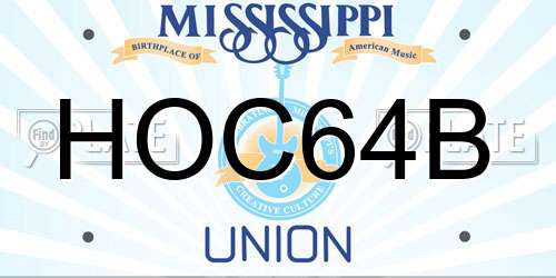 HOC64B Mississippi License Plate