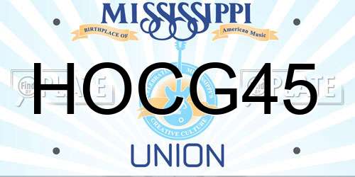 HOCG45 Mississippi License Plate