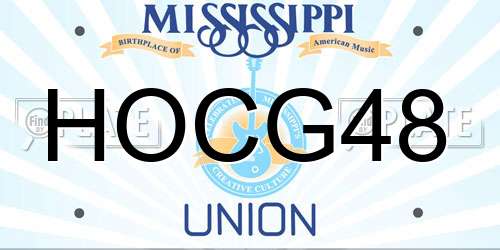 HOCG48 Mississippi License Plate