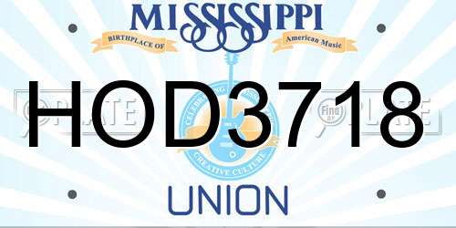 HOD3718 Mississippi License Plate