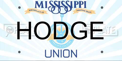 HODGE Mississippi License Plate